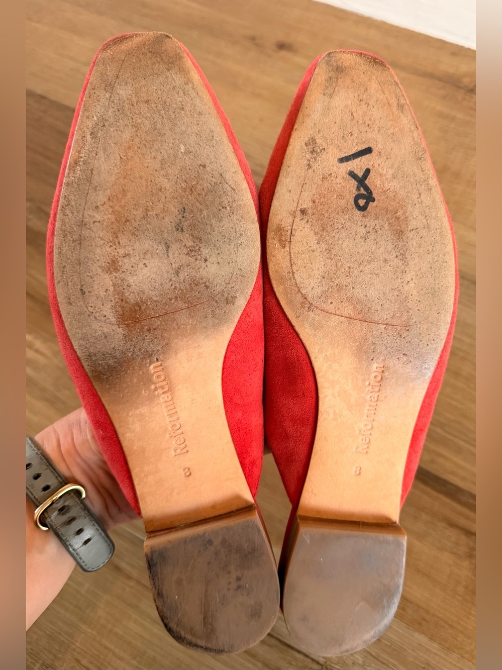 Reformation Belle Suede Flats Red Size 8 - Picture 8 of 15